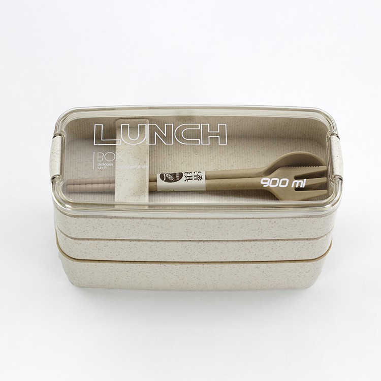 MARKASSHOP66--Lunchbox Susun 2 &amp; 3 Susun WHEAT STRAW/Kotak Bekal Makan Lunch box Bahan Serat Gandum 900 ml