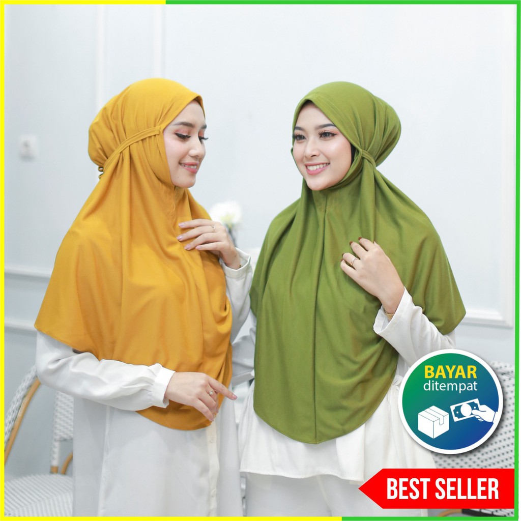  Hijab  Instan Khimar Adelia Bahan  Kaos  TC Premium Nyaman 