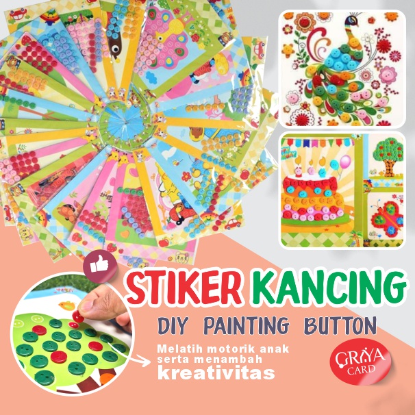 STIKER KANCING | DIY PAINTING BUTTON | mainan edukasi anak | prakarya menempel kancing | diy kancing