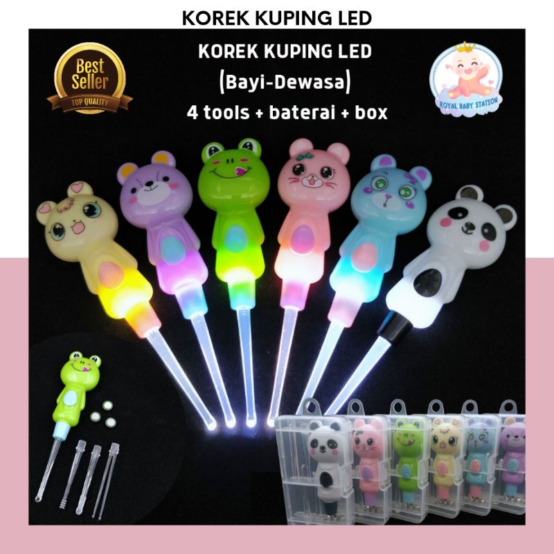 Korek Kuping Bayi Led Pembersih telinga Anak Dewasa model karakter Free Box