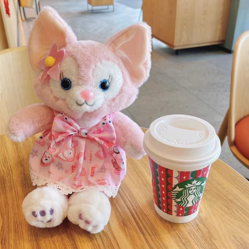 Boneka rubah fox belle pakai baju pink bahan plush