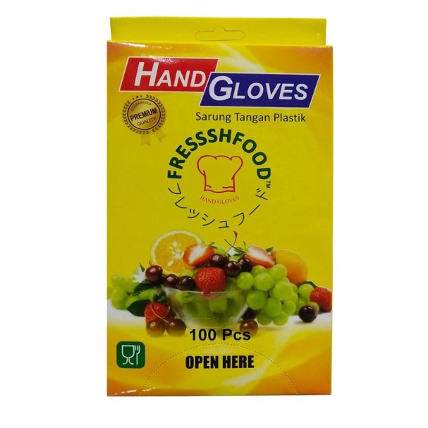 FressshFood Disposable Hand Gloves / Sarung Tangan Plastik utk Makanan 1 Kotak Isi 100 Pasang