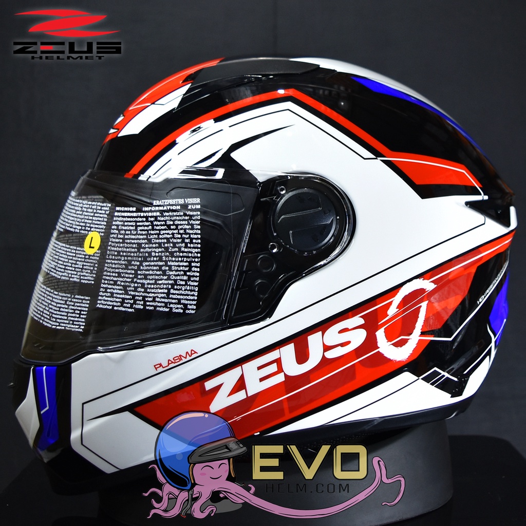 HELM ZEUS FULL FACE BLACK AL5 BLUE - FREE SMOKE VISOR ZEUS ORIGINAL ( ONGKIR 2KG )