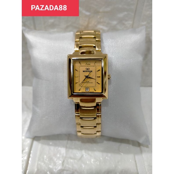 MIRAGE 7395BSP-L/JAM TANGAN WANITA RANTAI KUNING STAINLESS STEEL