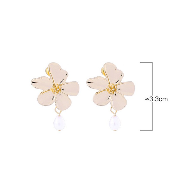 LRC Anting Tusuk Fashion Gold 925 Sterling Silver Flower Pearl Earrings D03316