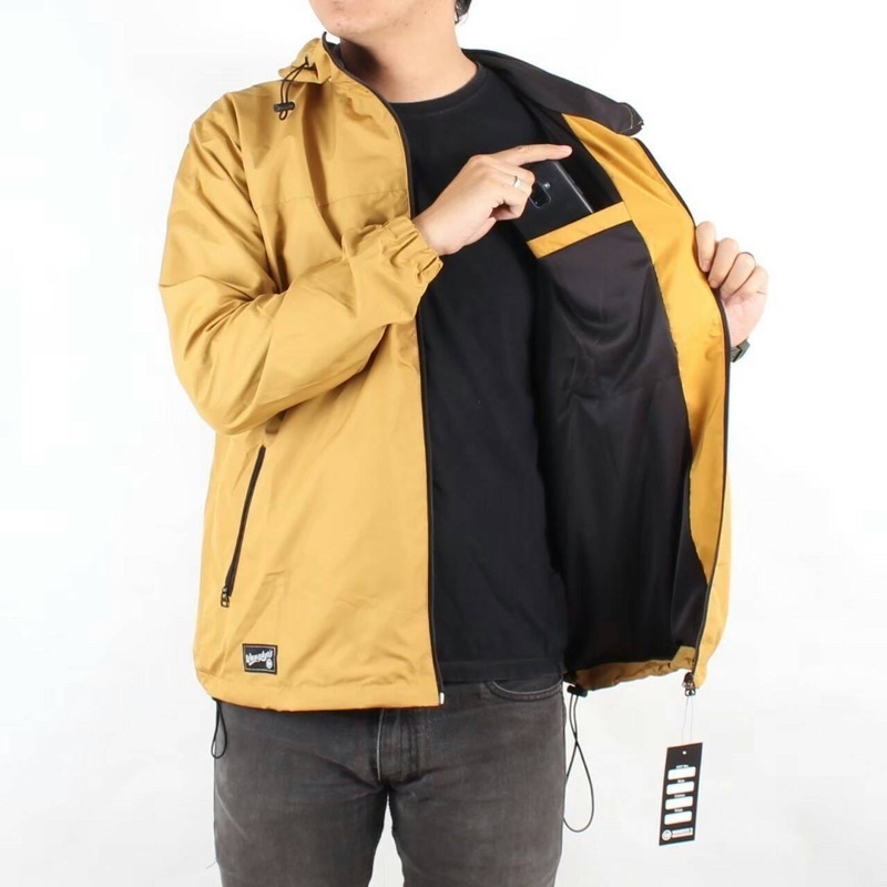 Jaket Outdoor More Wangker’s Jaket Parasut Pria Jaket Distro Jaket Running Kuning