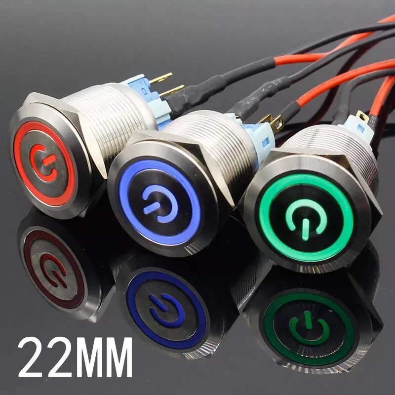 Saklar Latching 12V 24V 220V 22mm Logo Power Self Locking Push Button Switch Waterproof Stainless Steel