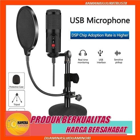 Microphone Condenser USB DJ Live Recording with Stand