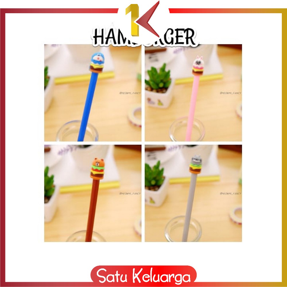 SK-A7 Pena Hamburger Cartoon/Pulpen Burger Unik/Pen Burger Kartun Line Stationary-A7 HAMBURGER