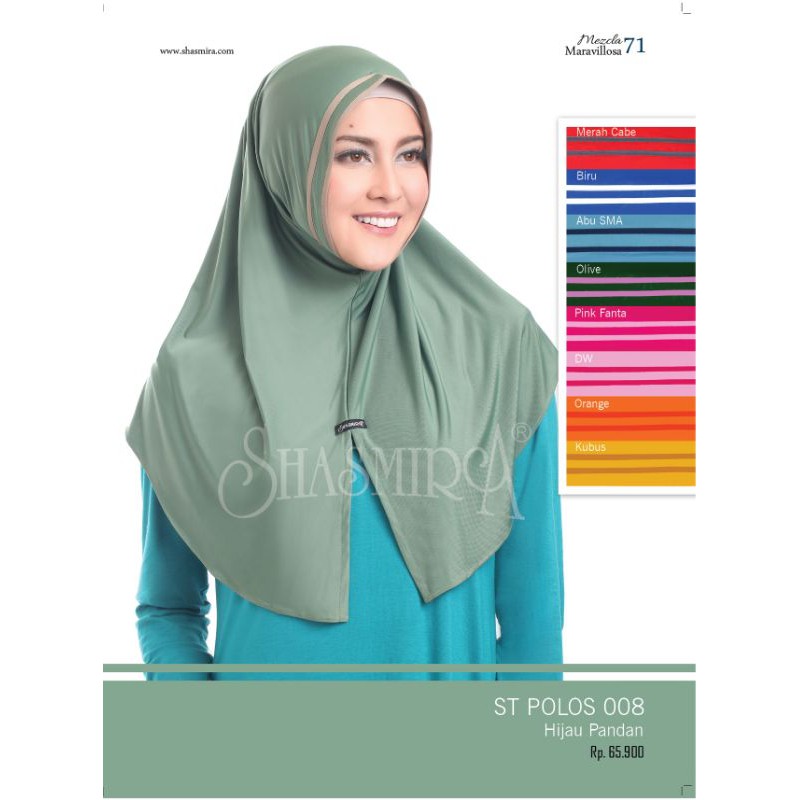 Bergo Non Pet ST Polos 08 Jilbab Instan Pendek Spandek Sutra Shasmira