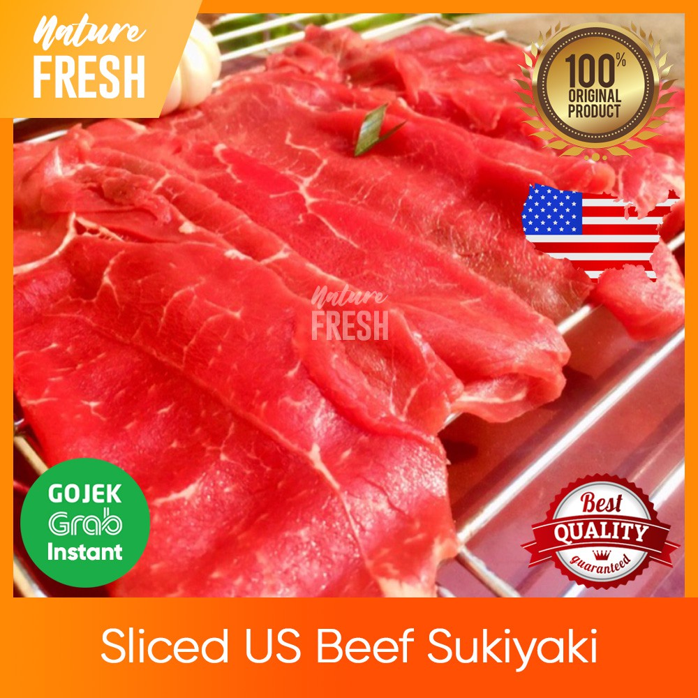 Daging Sapi Lapis Slice Halal US Beef Sliced Sukiyaki Yakiniku Shabu Suki Import USA Low Fat Beef