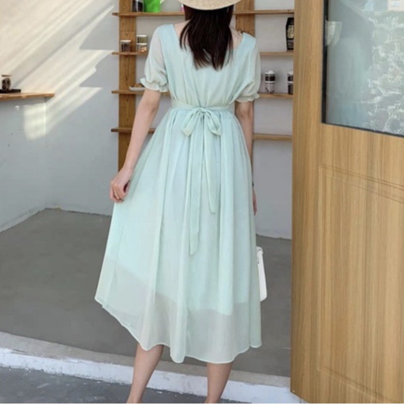 CASUAL OFFICE MIDI CHIFFON DRESS BKK FASHION ALLSIZE NEW COLLECTION