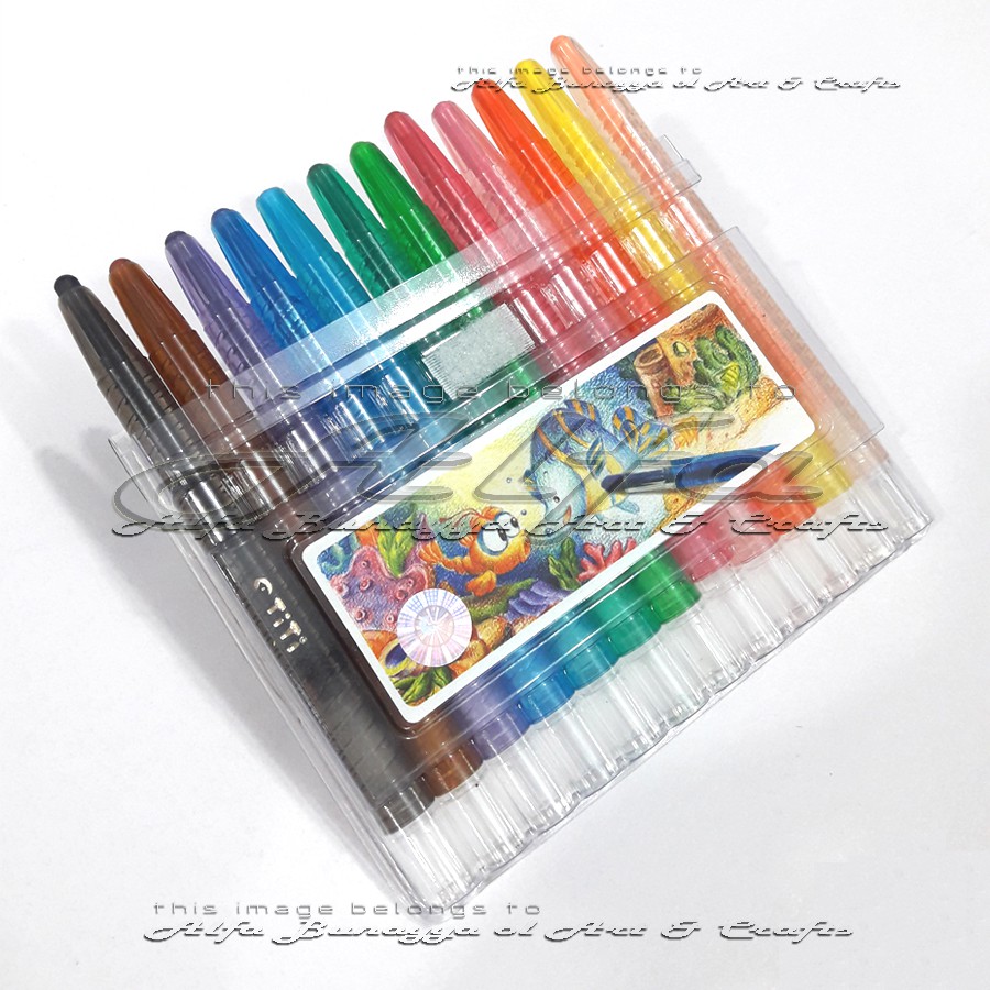 TITI Crayon Putar 12 Mini - 12 Mini Twist Crayons - Oil Pastel Krayon