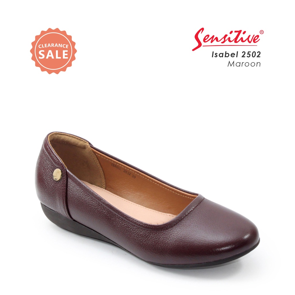 SENSITIVE Flat Shoes Kulit  Isabel 2502 Merah Tua (SIZE 36 ONLY)