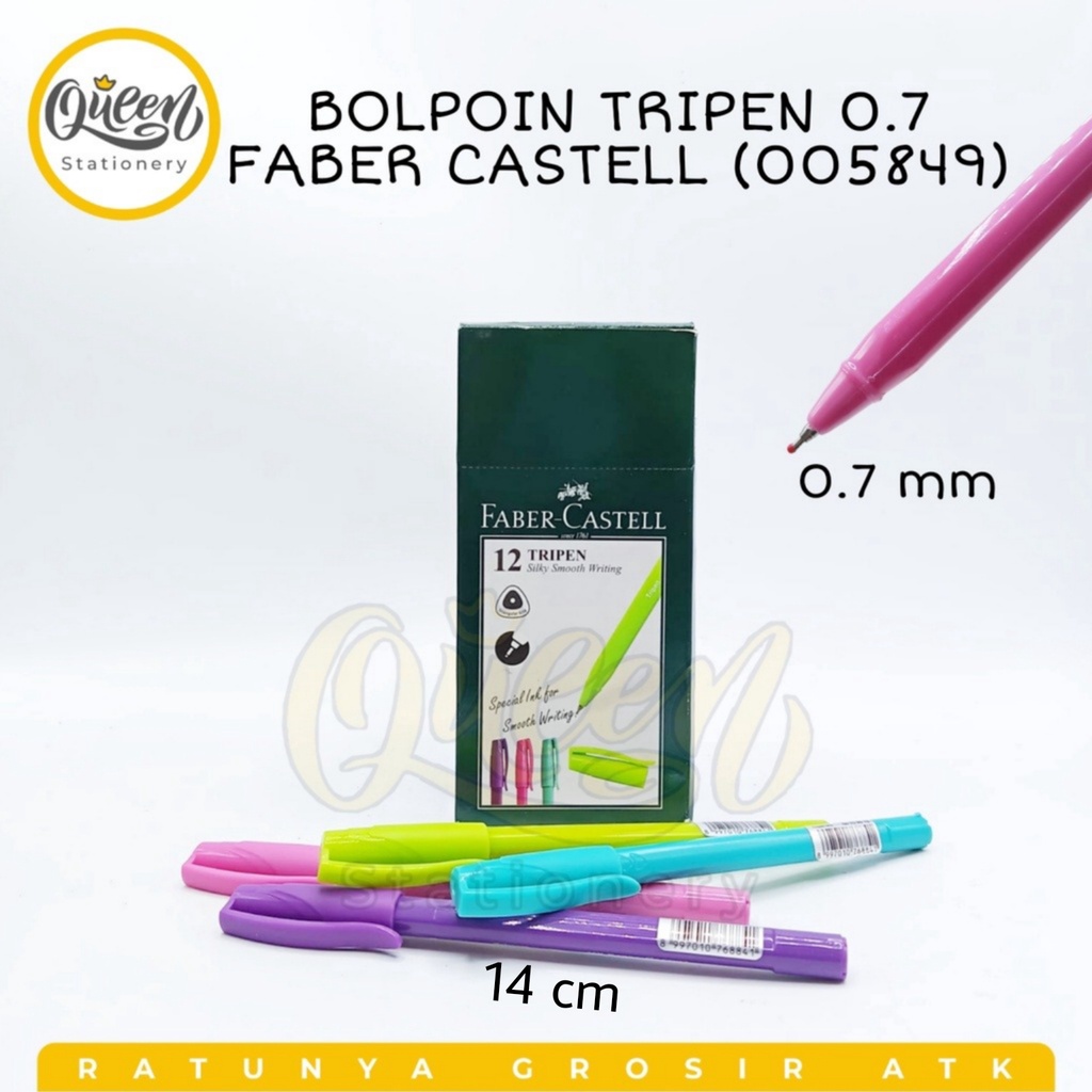 

BALLPOINT TRIPEN 0.7 FABER CASTELL / PULPEN 0.7MM/ BOLPEN/ PENA/ PEN/ TRIPEN 0.7MM MIX BARREL BLACK INK (005849)