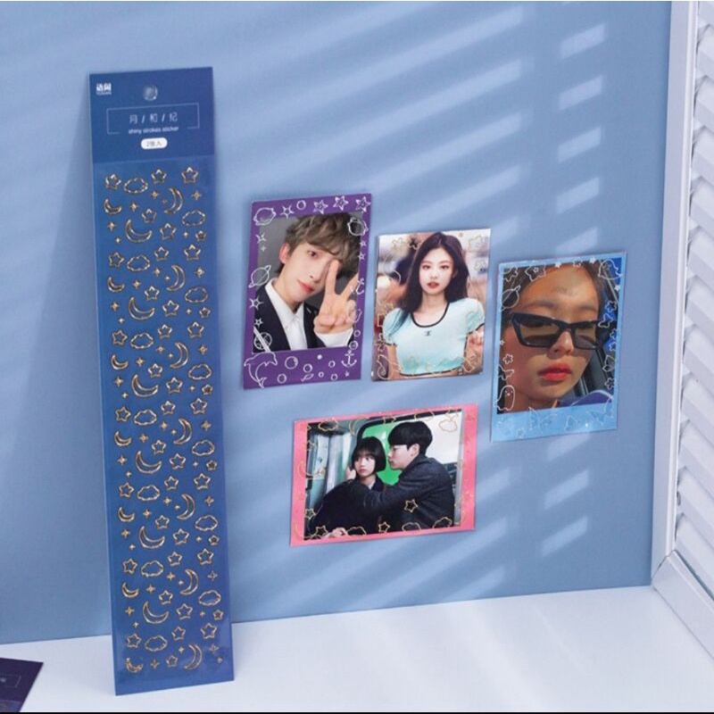 

2 Sheets PET Waterproof Self-Adhesive Gold Sliver Glitter Decorative Stickers (YUXIAN)