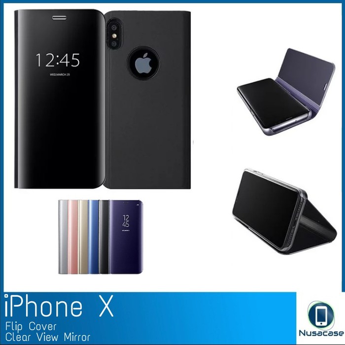 Case iPhone X Flip Cover Clear View Mirror Case Iphone X