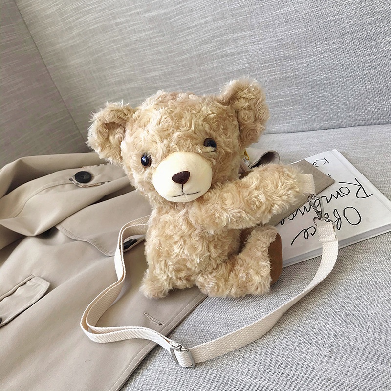 TAS SELEMPANG BERUANG BULU BONEKA Plush fluffy fur sling bag mini teddy bear bag wanita cewek perempuan Bahu Mewah Korea Beruang Merangkul Tas Wanita Baru Tas Bahu Tas Ponsel Tas Karakter Boneka Beruang Tas Bulu Tas Selempang Mini