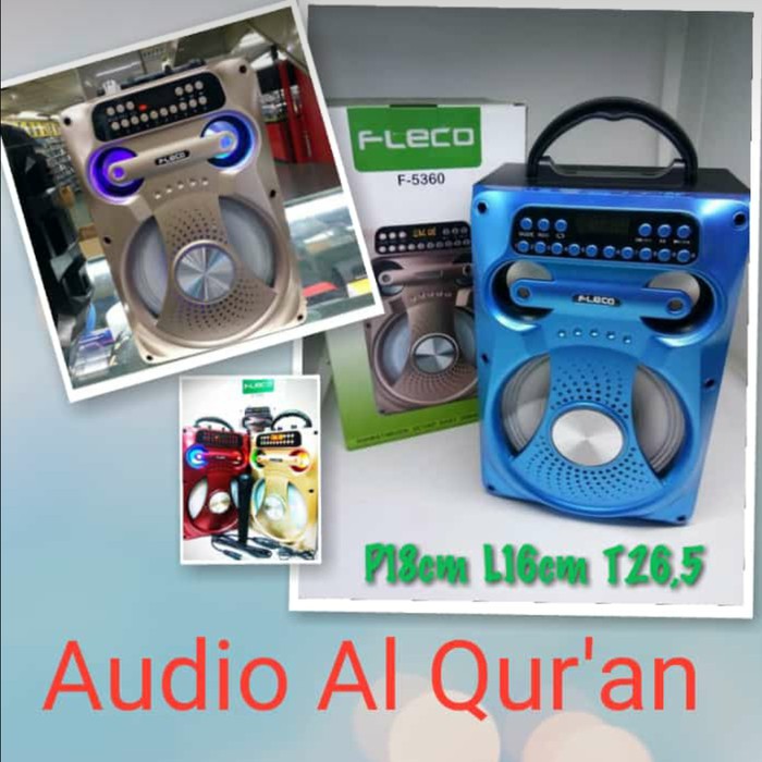 speaker Audio Al Quran fleco f 5360 bluetooth hafalan mic rekam elektrik abi ummu anak metode hafal