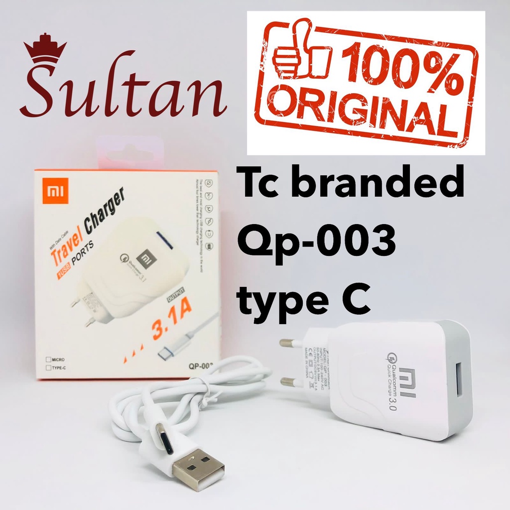 CHARGER 3.1A tc brand TYPE-C QP-003 casan samsung TYPE CHARGA GROSIR MURAH