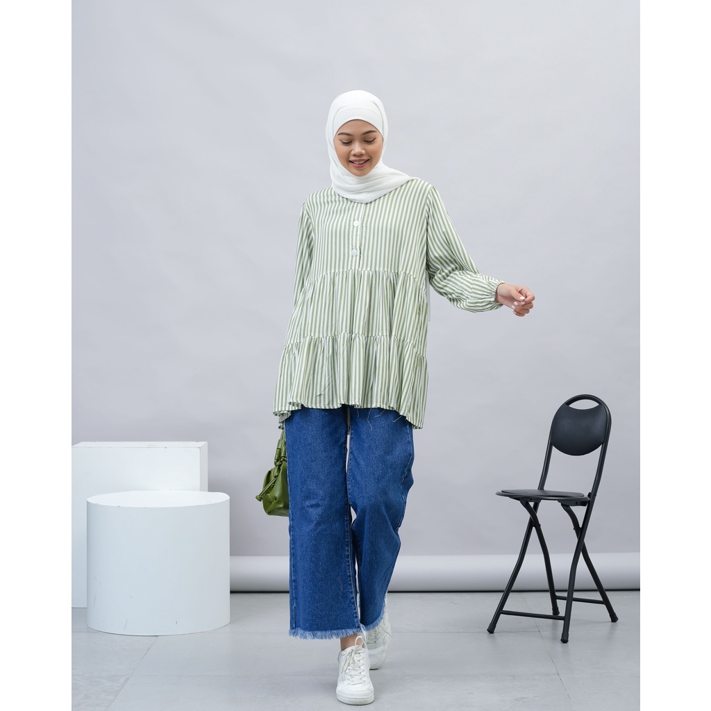 BLOUSE KEMEJA SALUR DAVIKA OBLONG KATUN RAYON PREMIUM B564