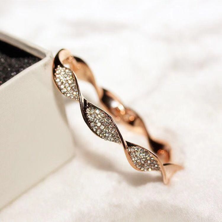 AZ032 Korea Gelang Wanita Titanium Steel Berlian Spiral Perhiasan Hadiah-6