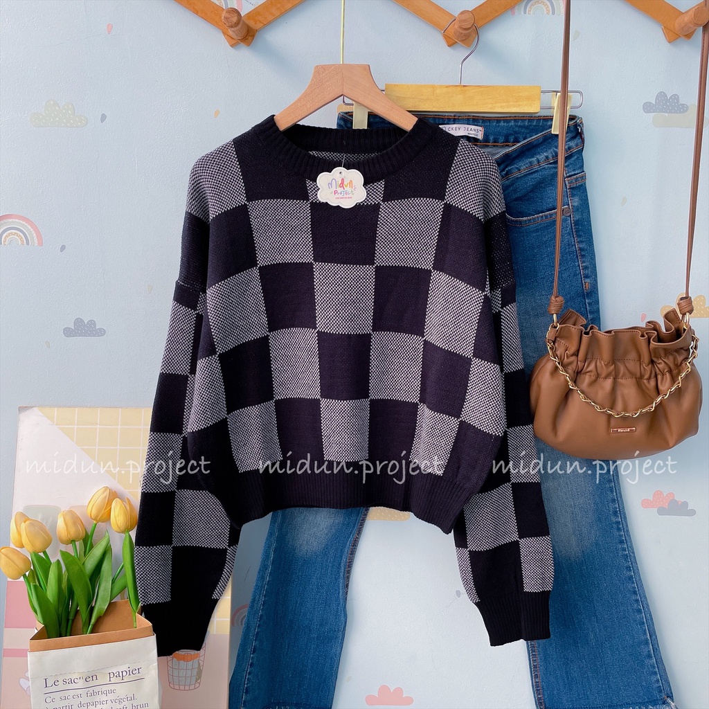 ARABELLE CROP KNIT | SWEATER MOTIF SQUARE