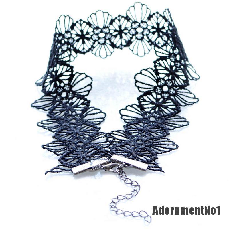 (Adornmentno1) Kalung Choker Lace Hitam Gaya Retro Vintage Untuk Wanita