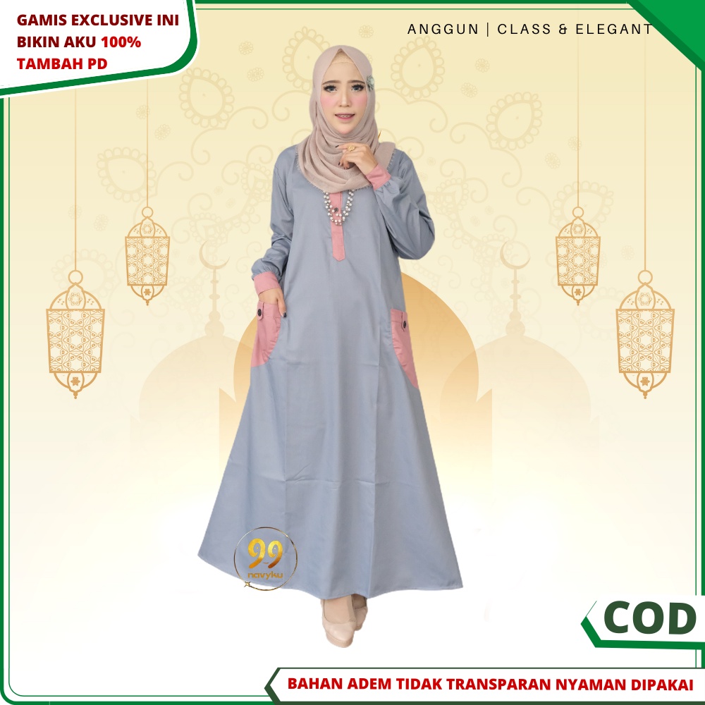 Baju Gamis Wamita Bahan Katun Toyobo Premium Kombinasi 2 Warna Wanita Terbaru Kekinian Busui B13