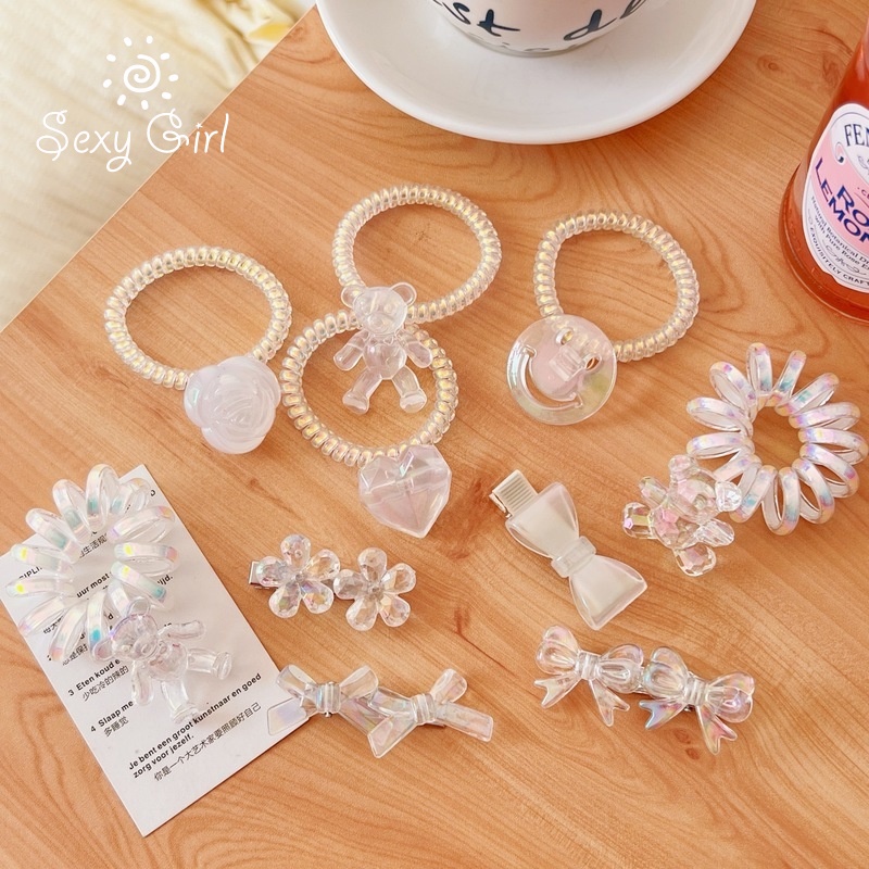 Ikat Rambut Model Kabel Telepon Transparan Untuk Wanita