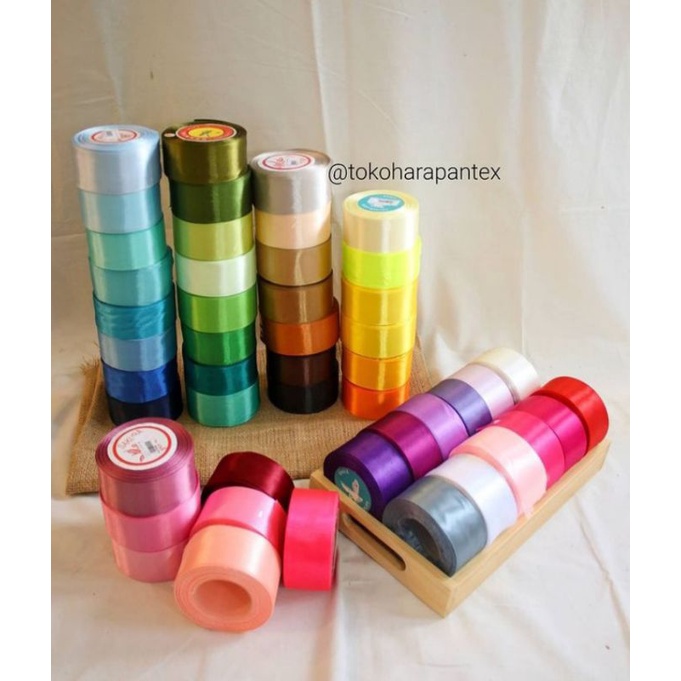 

Pita Satin Tw / Pita Kain / Pita Bunga Buket / Silk Ribbon 2 Inch (5 cm) roll isi 20 yard
