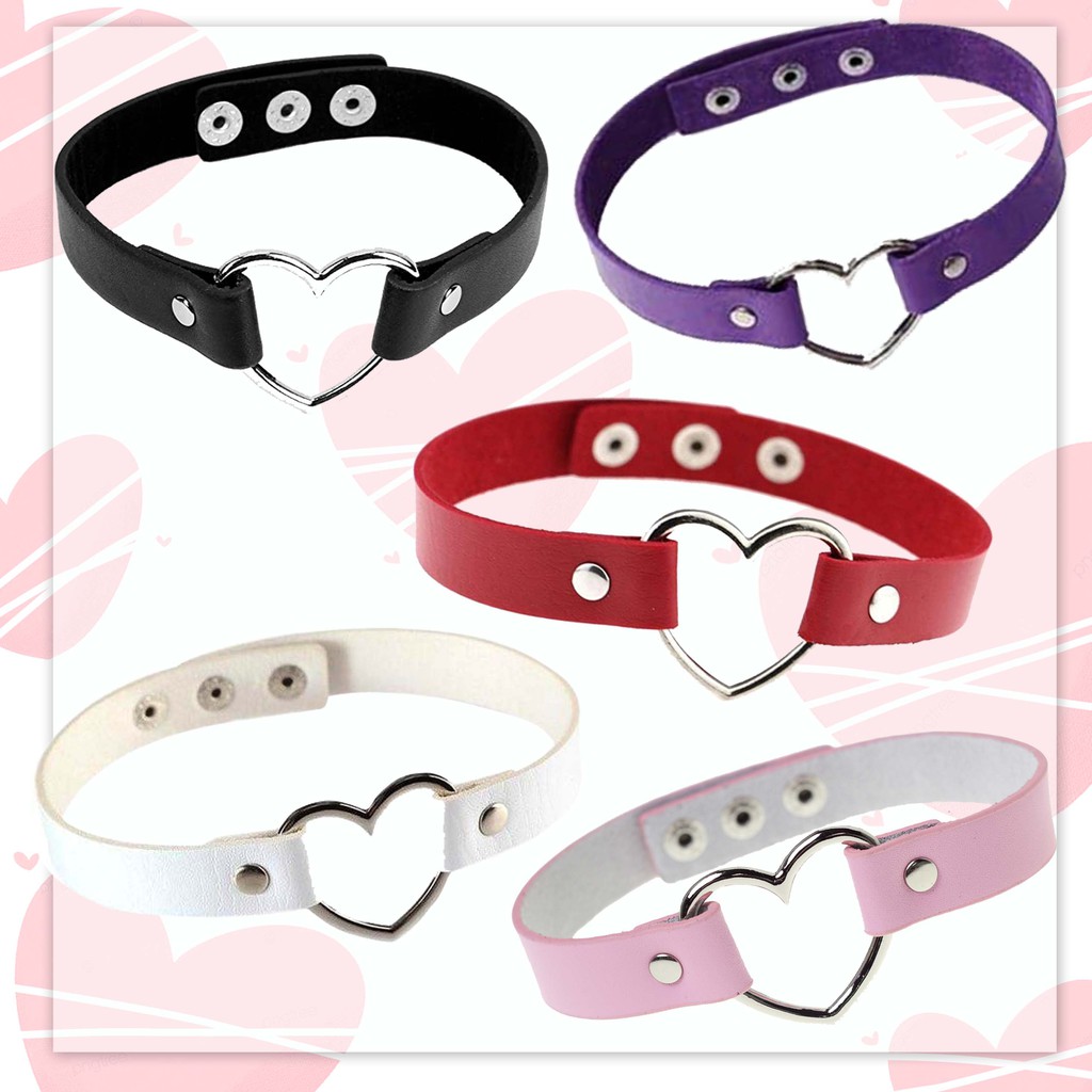 Choker love heart harajuku leather buckle necklace lolita punk metal kawaii gothic ulzzang korean