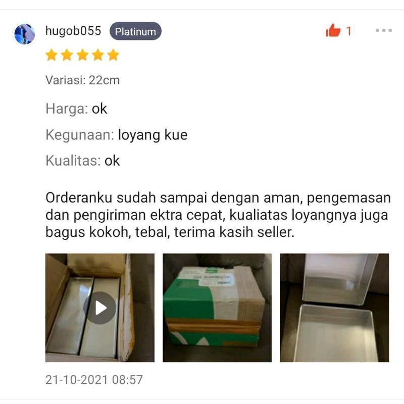 Loyang bolu kotak /loyang kue kotak bahan Alumunium Tinggi 7cm uk 10/12/14/16/18/20/22cm