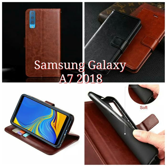 FLIP WALLET SAMSUNG A7 2018 FLIP COVER A7 2018 LEATHER CASE A7 2018