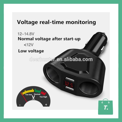 Charger Mobil Voltage  3.1A 2 Port Socket dan 2 Cigarette Socket 120W - TO835S9