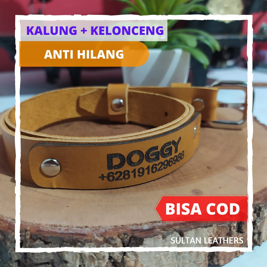 Kalung Anjing Puppy Kulit Asli Custom Nama Permanen / Nama Kalung Anjing Kulit (Kalung Custom)