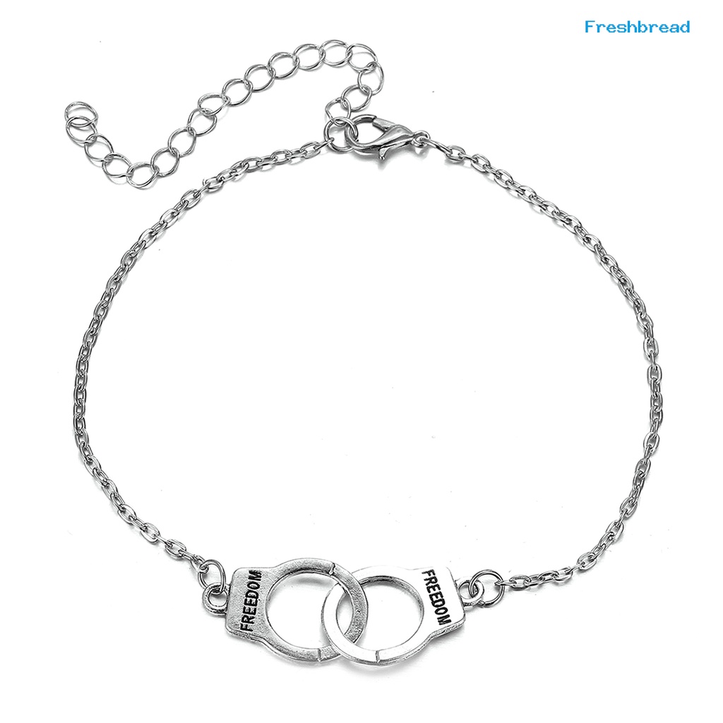 Terlaris Handcuffs Dangle Freedom Letter Women Anklet Alloy Extension Chain Adjustable Beach Anklet Foot Jewelry