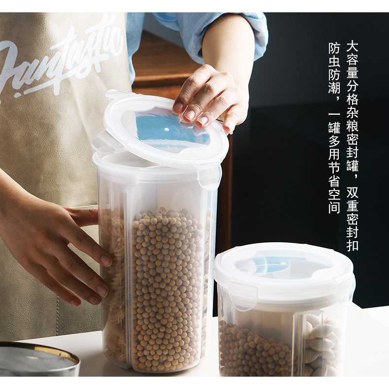 (BISA COD) RVOSTR FUNIQUE Toples Penyimpanan Kacang Oats Jar 3 Slot Small Size - FSC2