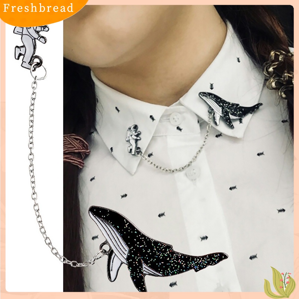 [Fresh] 1 Set Bros Pin Kerah Motif Kartun Ikan Paus Lucu untuk Pria / Wanita