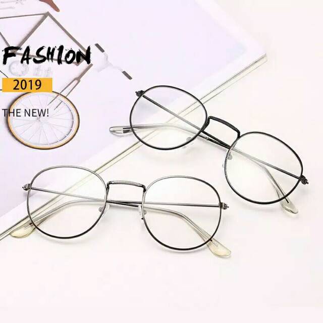 Kacamata Lensa Rangka Transparan Retro Vintage Metal Frame Eyeglaaess