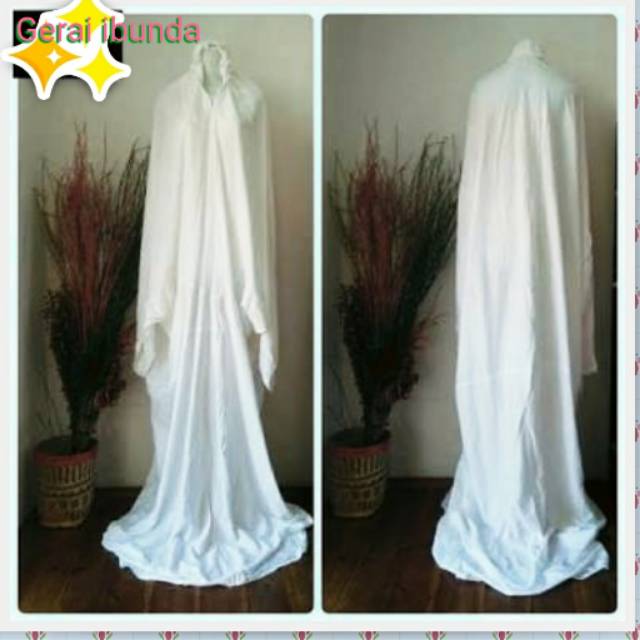 Mukena terusan kaos putih polos murah wanita