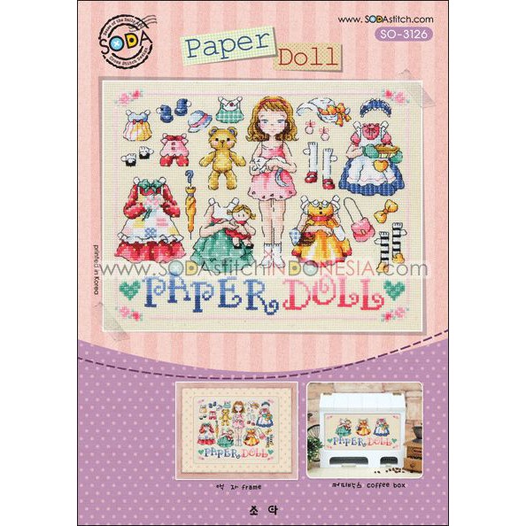 Paket DIY Craft Sulam Kristik Strimin Cross Stitch Sodastitch SO-3126 - Paper Doll Boneka Girl