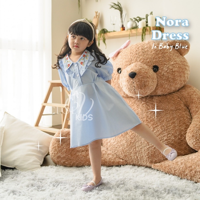 CLOEVKIDS - Nora Bloom Dress Casual Anak Pakaian Gaun Cantik Terusan Lengan Pendek Cewek Anggun
