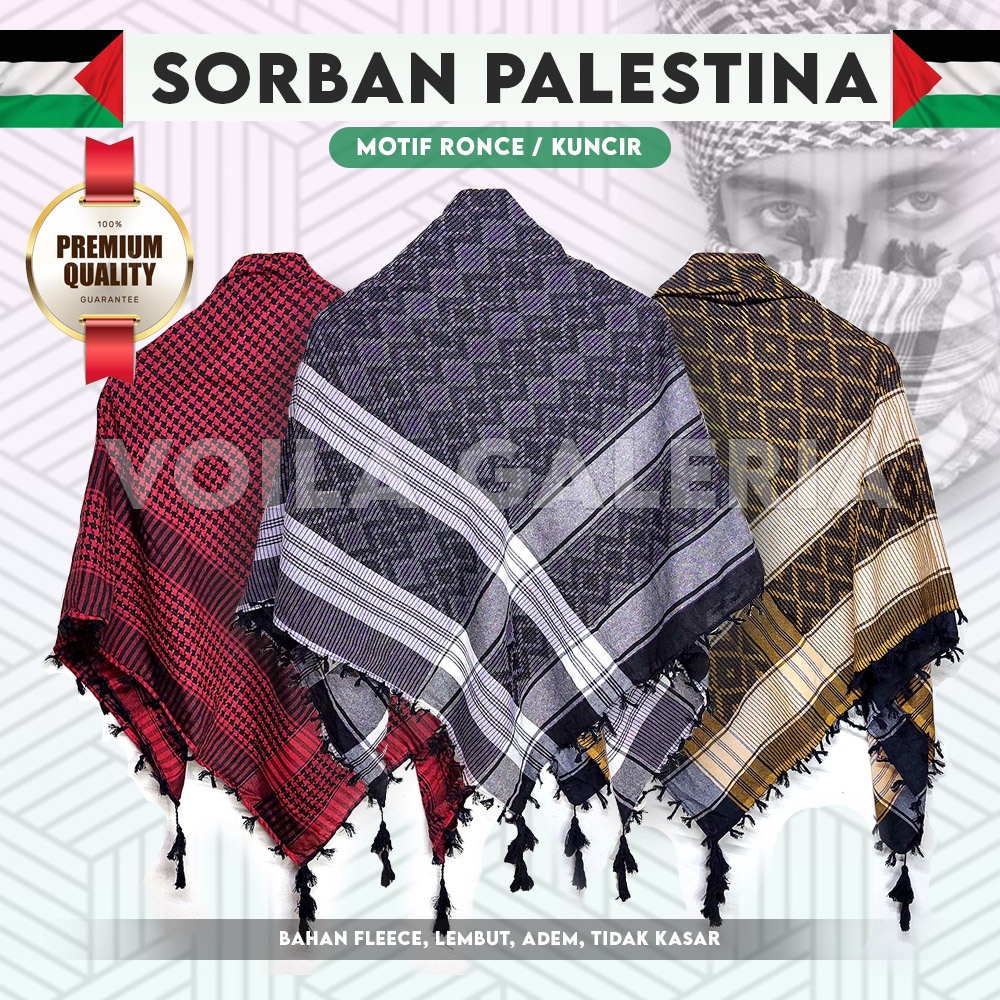 Sorban Palestina Motif Ronce Premium - Surban Arab Kuncir Murah Grosir Suvenir