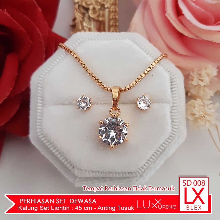 SD 008 Perhiasan Set Dewasa Murah Mata Zirkon Berlian Imitasi Kalung Itali Liontin Mas Imitasi Set Perhiasan Xuping Mas Awet Tidak Termasuk Tempat Cincin Luxx Xuping