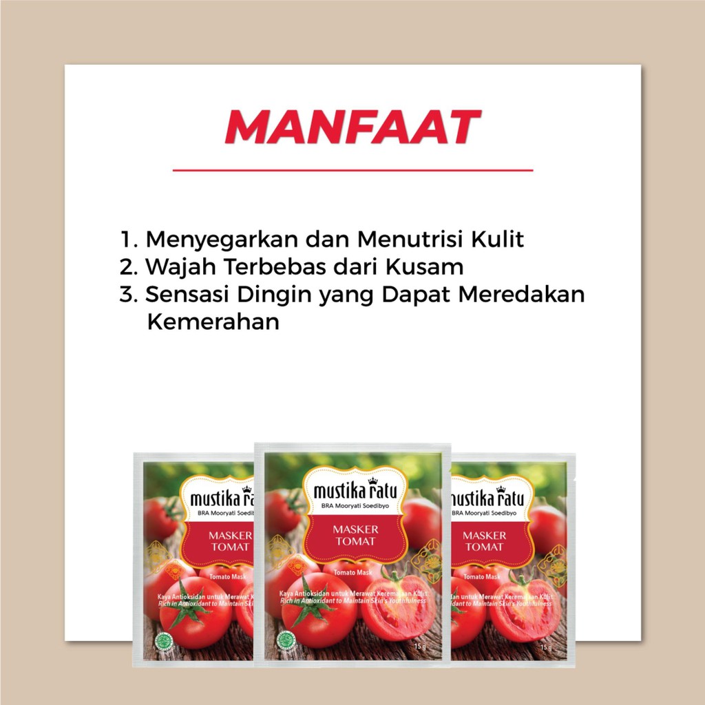 【GOGOMART】MUSTIKA RATU Masker Wajah 15gr - TOMAT BENGKOANG JERAWAT