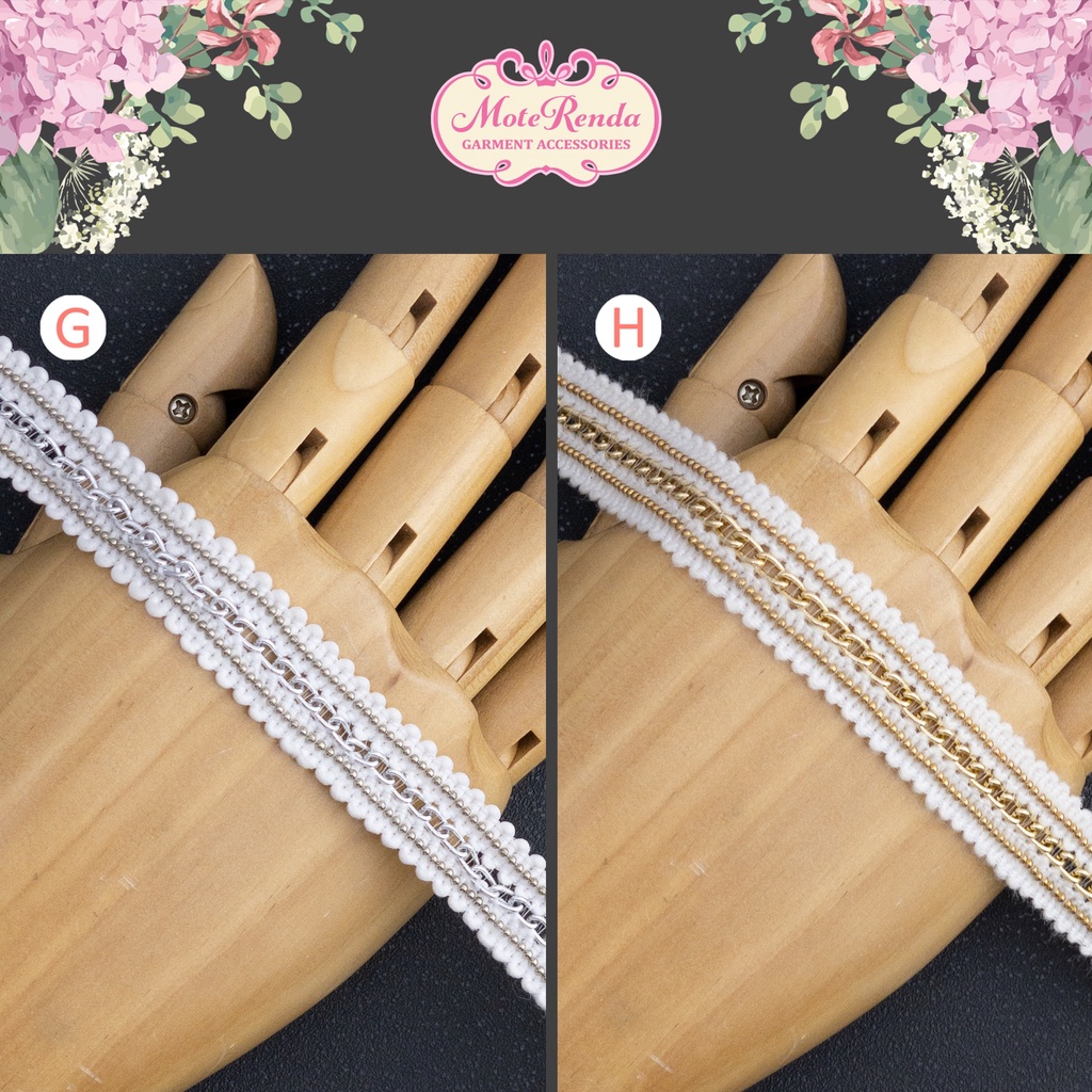 Renda mutiara, lebar 1.5 - 2.5cm (harga per 50cm) kode 5PMA