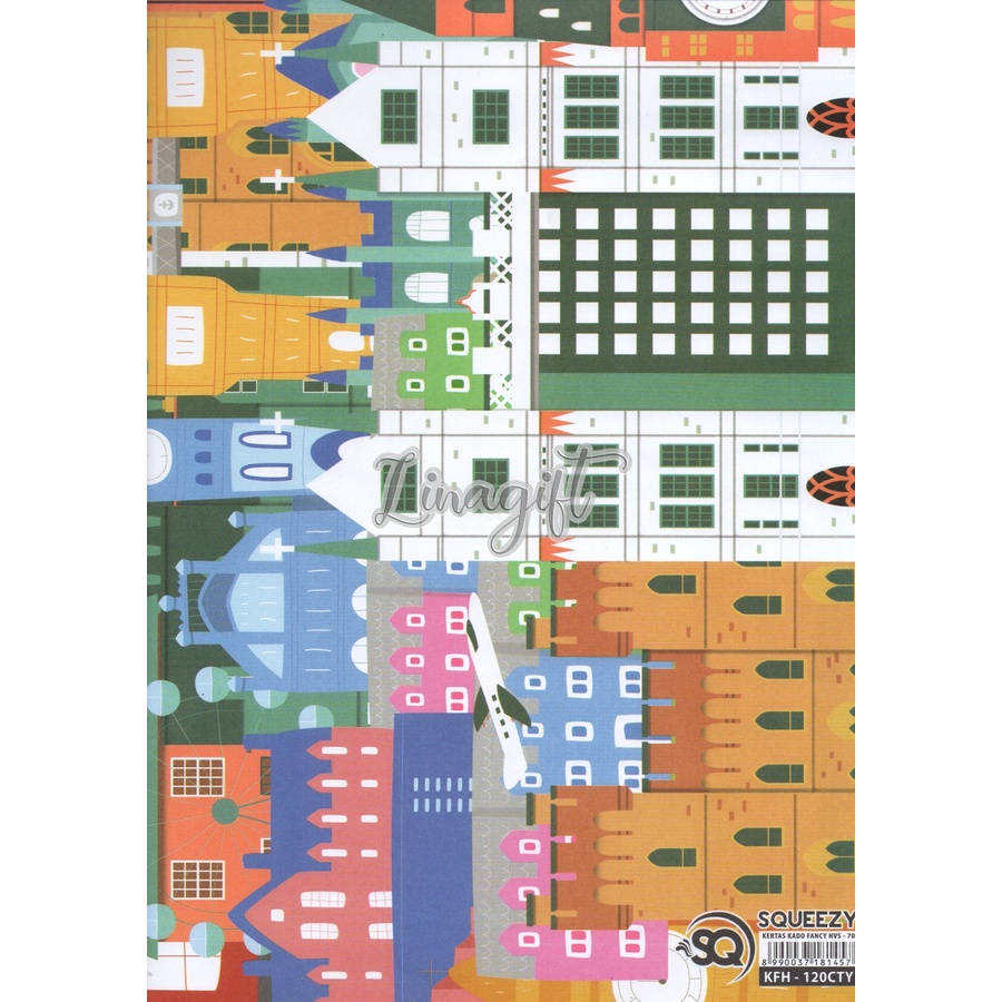 ( 5 Lembar ) KERTAS KADO SQ DOFF - GIFT WRAPPING PAPER CITY BUILDING KOTA ARSITEK AUSTHETIC