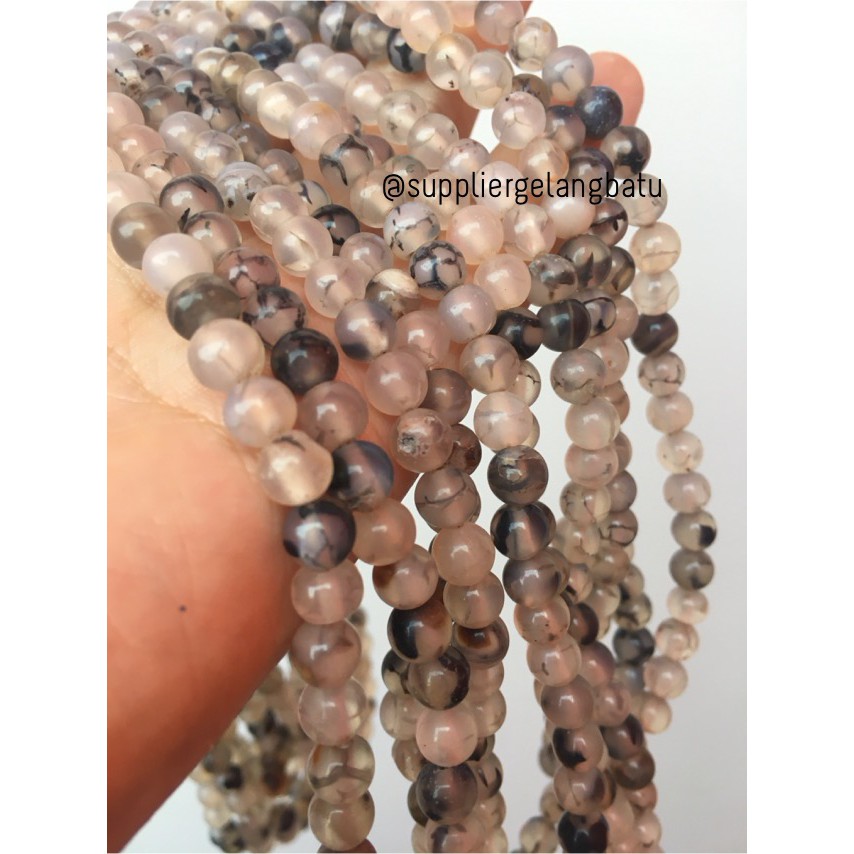 bahan kalung gelang rhodolite dalmantion akik 4mm corak RARE koleksi akesoris craft renceng fashion