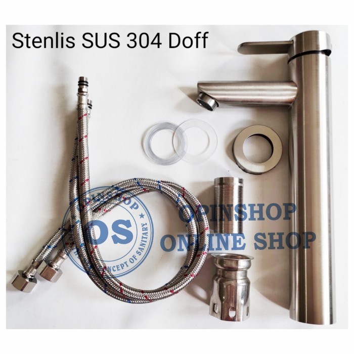 T.Lillie - Kran Air Kran Wastafel Panas Dingin Stenlis Sus 304 Tinggi 30 Cm - Stenlis Dof